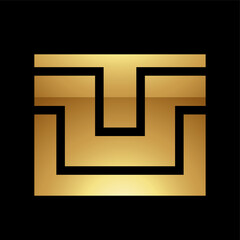 Golden Letter U Symbol on a Black Background - Icon 8