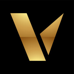 Golden Letter V Symbol on a Black Background - Icon 9