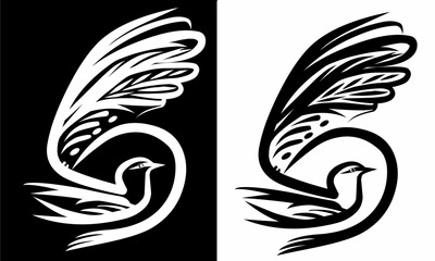 black and white dove bird tattoo logo sillhouette