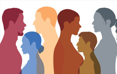 Group profile based on country and culture. Multiethnic diversity. Bringing multicultural communities together and integrating them.