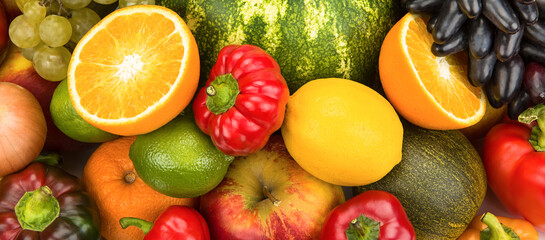 Beautiful background of fruits and vegetables.