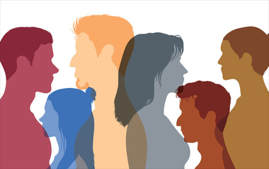 Business colleagues and coworkers from different ethnic backgrounds. Collaborative and cooperative community. Organization based on teamwork and partnership. Diversity people profile.