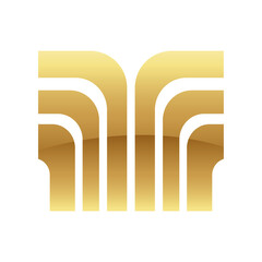 Golden Retro Stripes Icon on a White Background