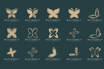 Butterfly logo. Luxury line logotype design. Universal premium butterfly symbol logotype.