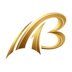 Obraz premium Golden Swooshing Letter B on a White Background