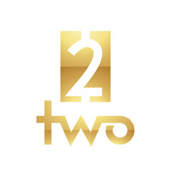 Golden Symbol for Number 2 on a White Background - Icon 8