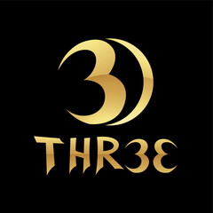 Golden Symbol for Number 3 on a Black Background - Icon 3