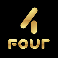 Golden Symbol for Number 4 on a Black Background - Icon 5