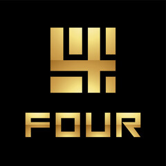 Obraz premium Golden Symbol for Number 4 on a Black Background - Icon 6