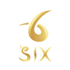 Golden Symbol for Number 6 on a White Background - Icon 9
