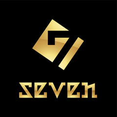 Golden Symbol for Number 7 on a Black Background - Icon 3
