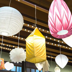 lanterns hanging from the ceiling