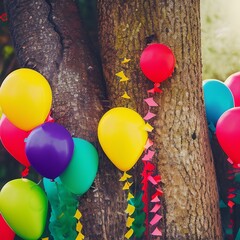 colorful balloons in the garden