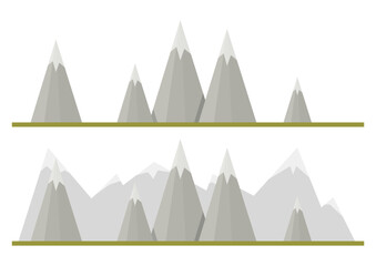 Set of long gray geometric simple mountains
