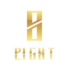 Golden Symbol for Number 8 on a White Background - Icon 9