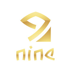 Golden Symbol for Number 9 on a White Background - Icon 7