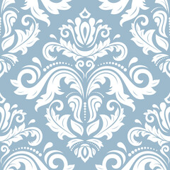 Classic seamless vector blue and white pattern. Damask orient ornament. Classic vintage background. Orient pattern for fabric, wallpapers and packaging