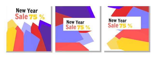 new year 2023 sale with colorful abstract flyer for social media promotion 