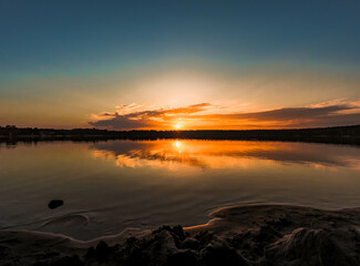 sunset over the river