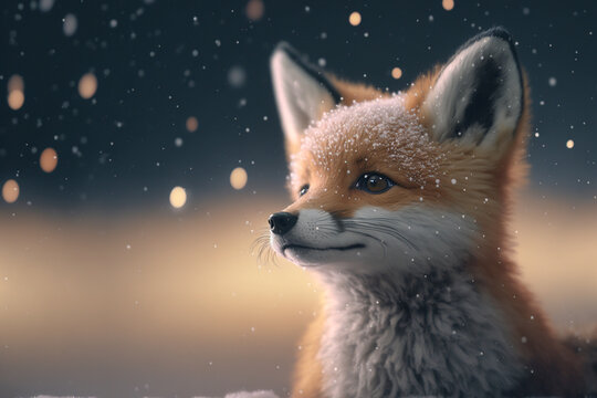 S&uuml;&szlig;er Fuchs im Schnee auf Futtersuche