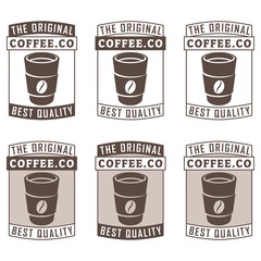 Paper Coffee Cup Icon with Text