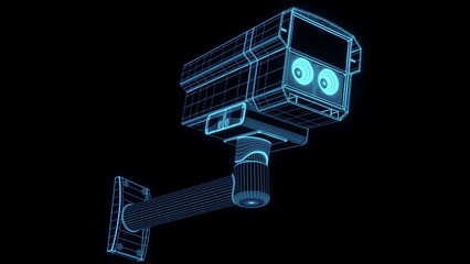 3d rendering illustration Modern CCTV camera concept for future technology element background business screen