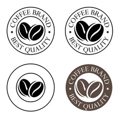 Round Coffee Beans Icons with Text - Set 2