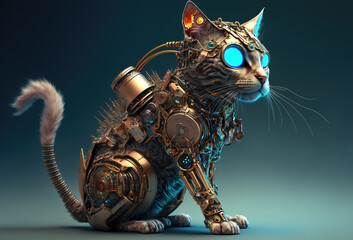 cyber cat. sketch art for artist creativity and inspiration. generative AI	
