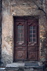 old wooden door in building