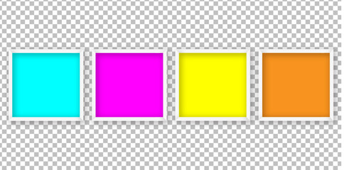 The colorful set realistic square empty picture on transparent background