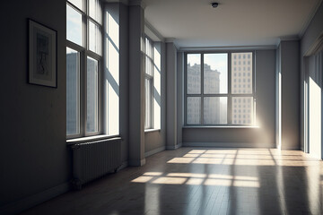 Obraz premium sunrays falling into apartment