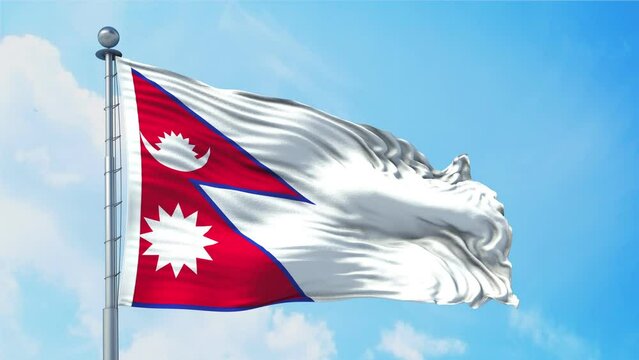 Nepal Flag Loop. Realistic 4K. 30 fps flag of the Nepal. Nepal Flag waving in the wind. Seamless loop with highly detailed fabric texture. Loop ready in 4k resolution.