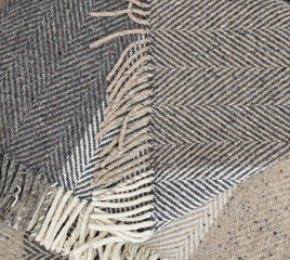 Close-up woolen plaid. Irish warm blanket.