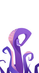 Octopus of tentacle. Cartoon vector illustration on white background