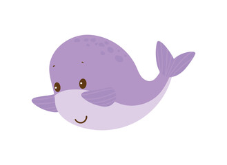 Cute cartoon illustration of whale.
