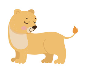 Obraz na płótnie Canvas Cute cartoon illustration of lioness.