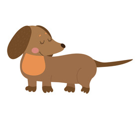 Cute cartoon illustration of dachshund.