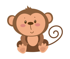 Cute cartoon illustration of monkey. © Marina