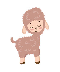 Fototapeta premium Cute cartoon illustration of llama.