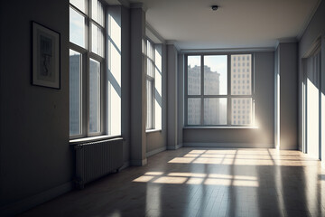 Fototapeta na wymiar sun rays falling into apartment