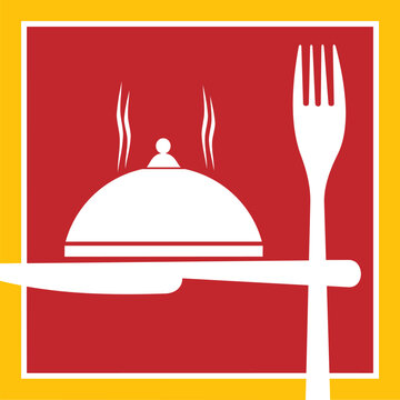 white food plate, knife, fork on red clip art preview