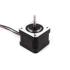 Electrical stepping motor NEMA standard isolated on white background.