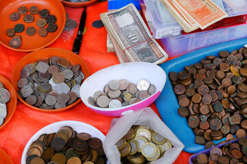 Old Indian coins Background, currency of india, Ancient Indian coins.