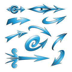 Various Shaped Curvy Blue Arrows