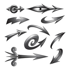 Various Shaped Curvy Grey Arrows