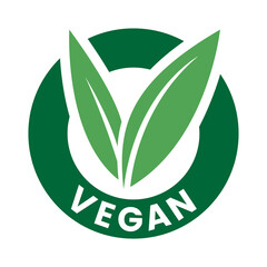 Vegan Round Icon with Green Leaves and Dark Green Text - Icon 4