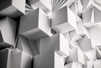 3D render abstract geometric background, cube creative shapes