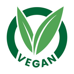 Vegan Round Icon with Green Leaves and Dark Green Text - Icon 6