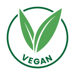 Vegan Round Icon with Green Leaves and Dark Green Text - Icon 7