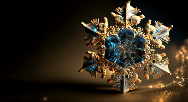 macro photography of a snowflake made of blue and white De Beers crystals
generative ai